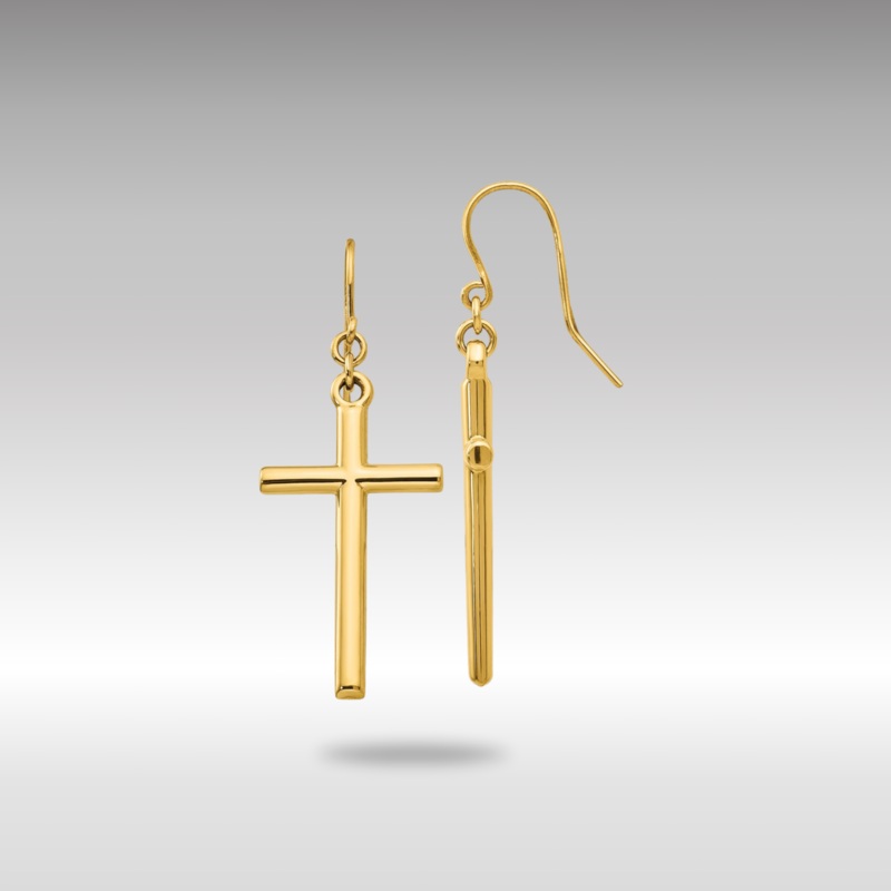 Gold Cross Shepherd Hook Dangle Earrings Model-H1087