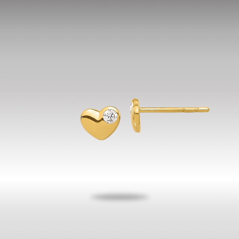 Gold CZ Heart Post Earrings – Model YE2193