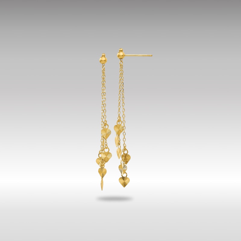 Gold Diamond Cut Heart Post Dangle Earrings – Model TL461