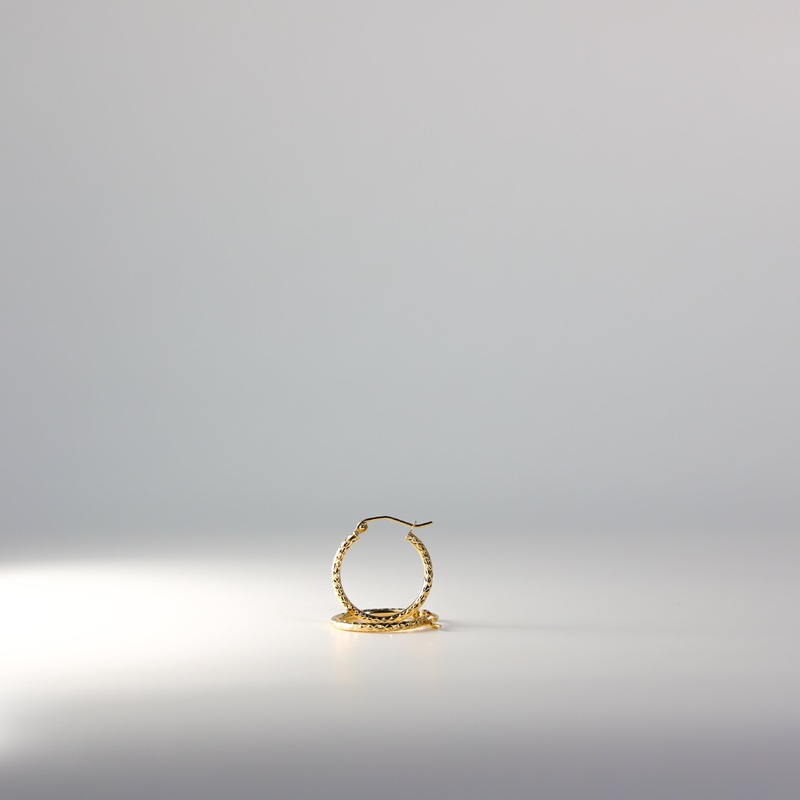 Gold Diamond-Cut Huggie Hoop Earrings 20MM Width – Model 109