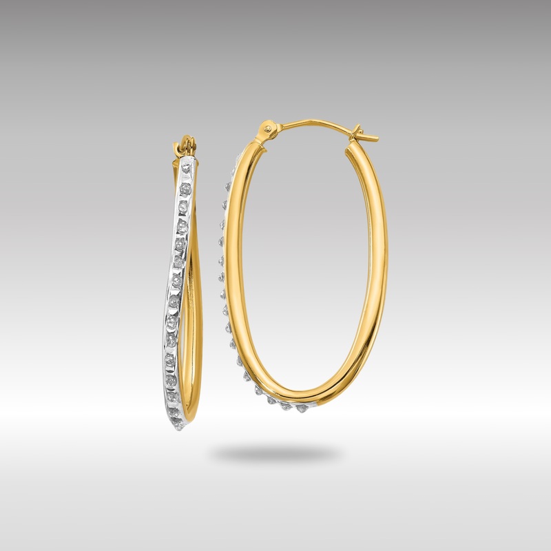 Gold Diamond Fascination Oval Twist Hoop Earrings – Model DF111