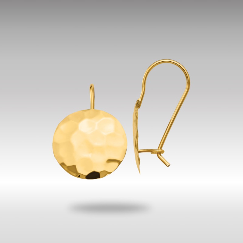 Gold Hammered Circle Disc Earrings Model-TH651