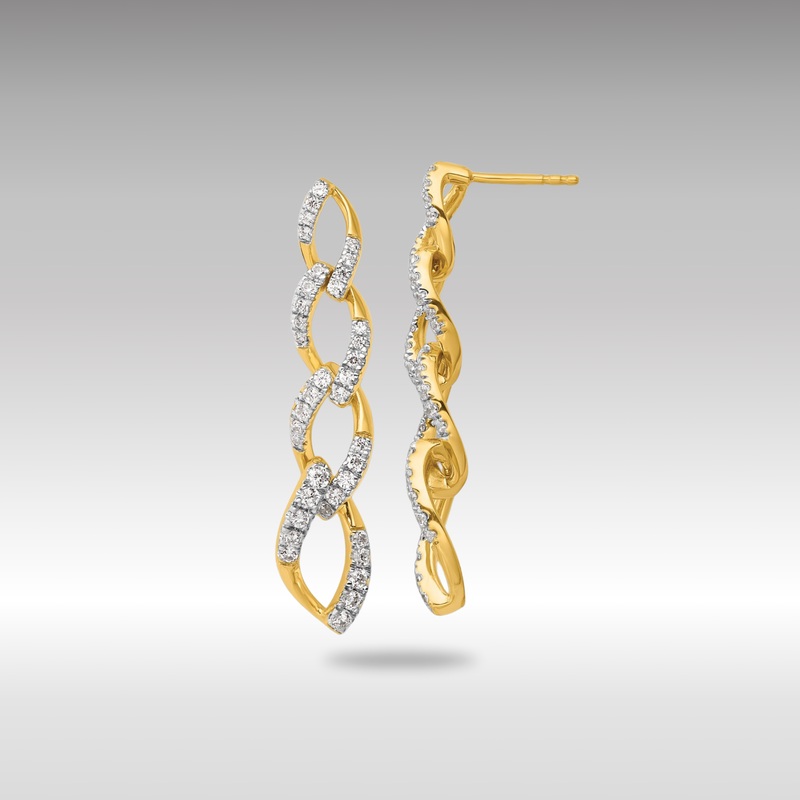 Gold Lab Grown Diamond VS/SI FGH Twisted Link Post Dangle Earrings – Model EM10212-102-YLG