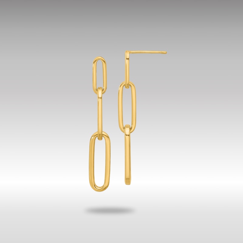 Gold Leslie’s 14k Polished Paperclip Link Post Dangle Earrings Model-LE2635