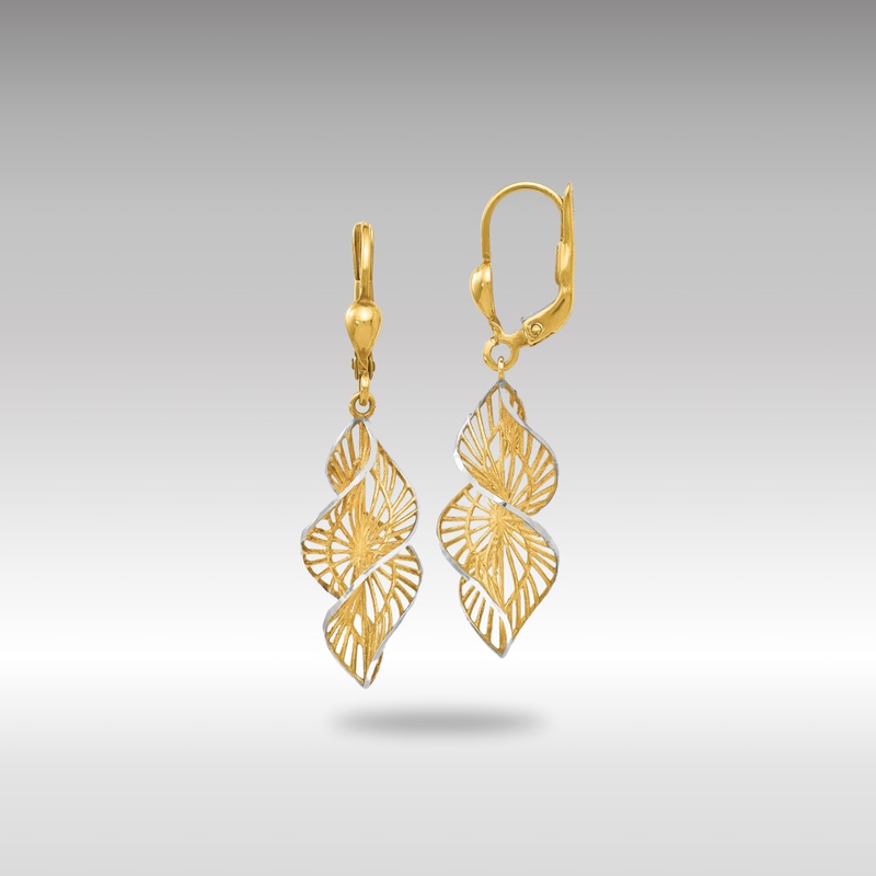 Gold Leslie’s 14K with White Rhodium Textured and D/C Leverback Earrings – Model LE668