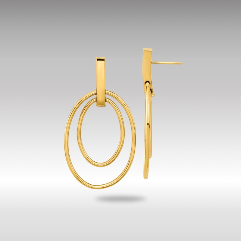 Gold Leslie’s Double Circles Polished Post Dangle Earrings – Model LE2136
