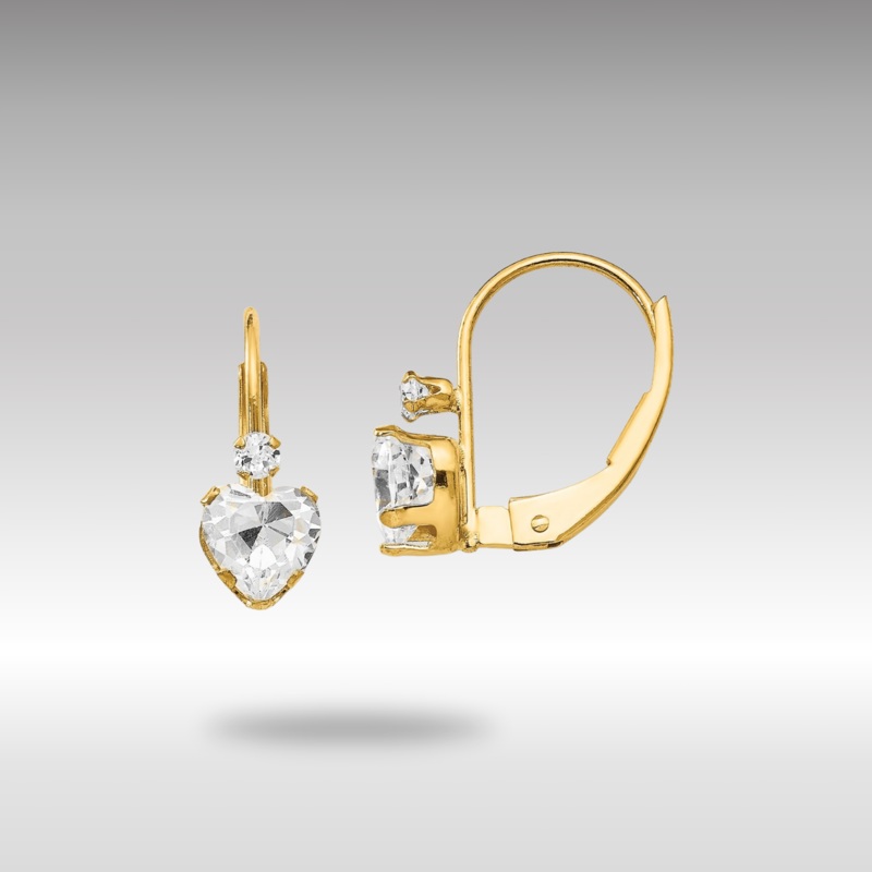Gold Madi K CZ Heart Leverback Earrings Model-SE2150