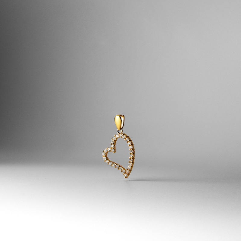 Gold Open Heart Pendant With Cubic Zirconia – Model 583