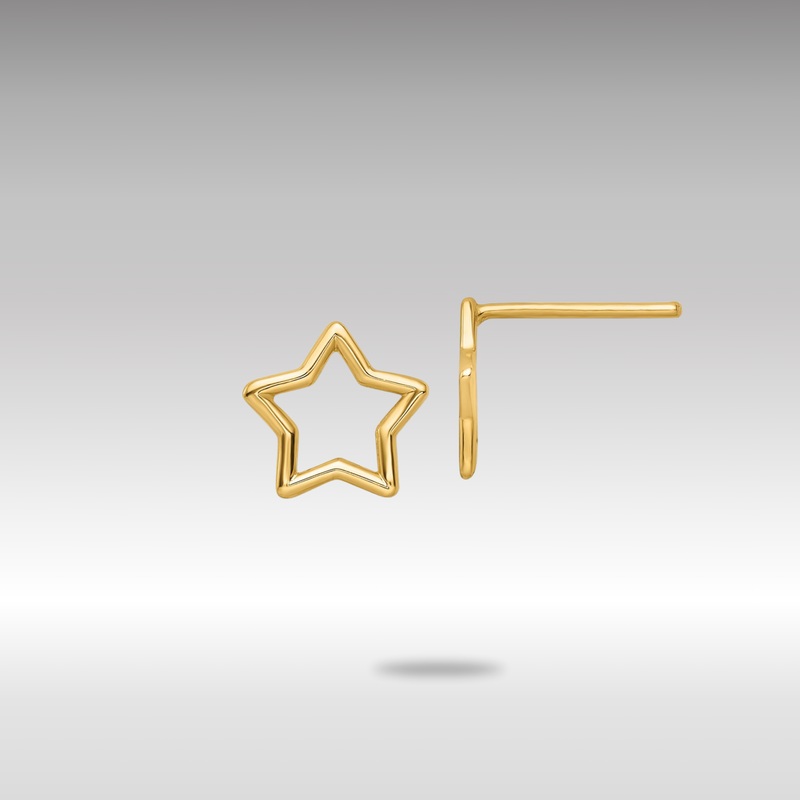 Gold Polished Star Stud Post Earrings – Model YE2060