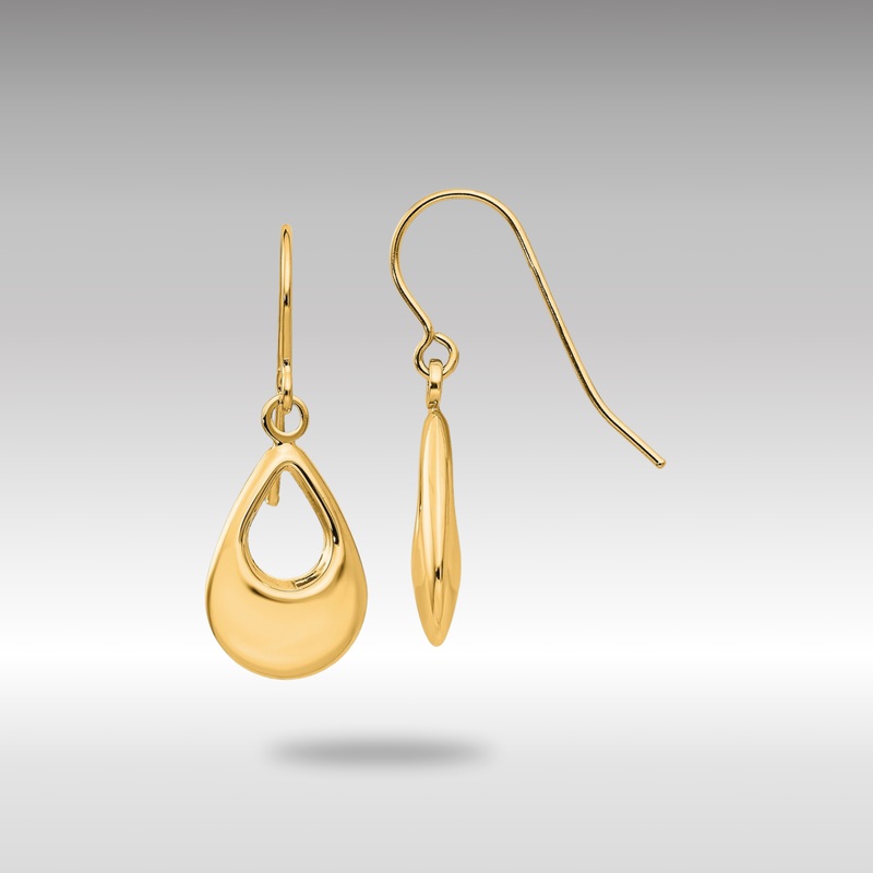 Gold Teardrop Hollow Dangle Earrings – Model TL846Y