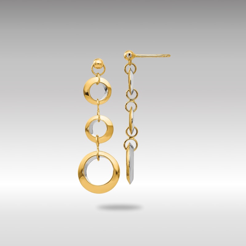 Gold Two-tone Polished Circle Reversible Post Earrings – Model LE1461