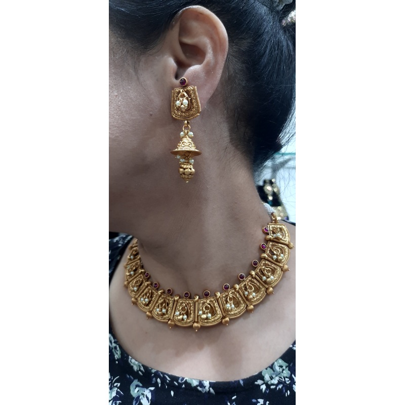 Jewelshingar Antique Polki Necklace Set In Fine Quality Jewellery ( 184814AST)