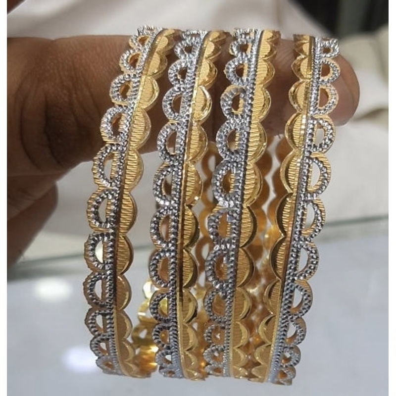 Jewelshingar White Gold Polish Daily wear bangles