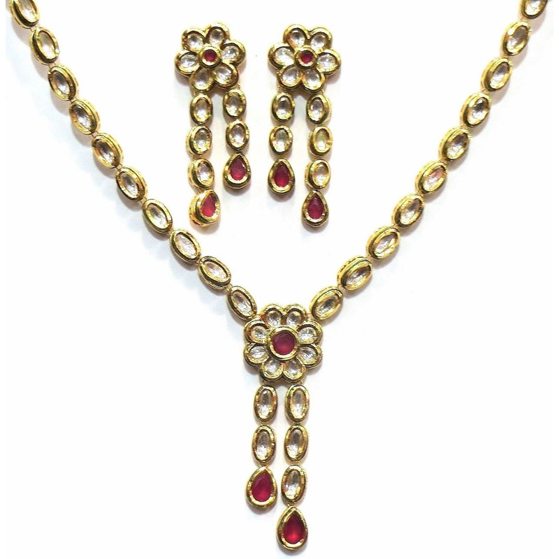 Jewelshingar Women’s Kundan Polki Necklace Set In Fine Quality Jewellery ( 6204-acs-a )