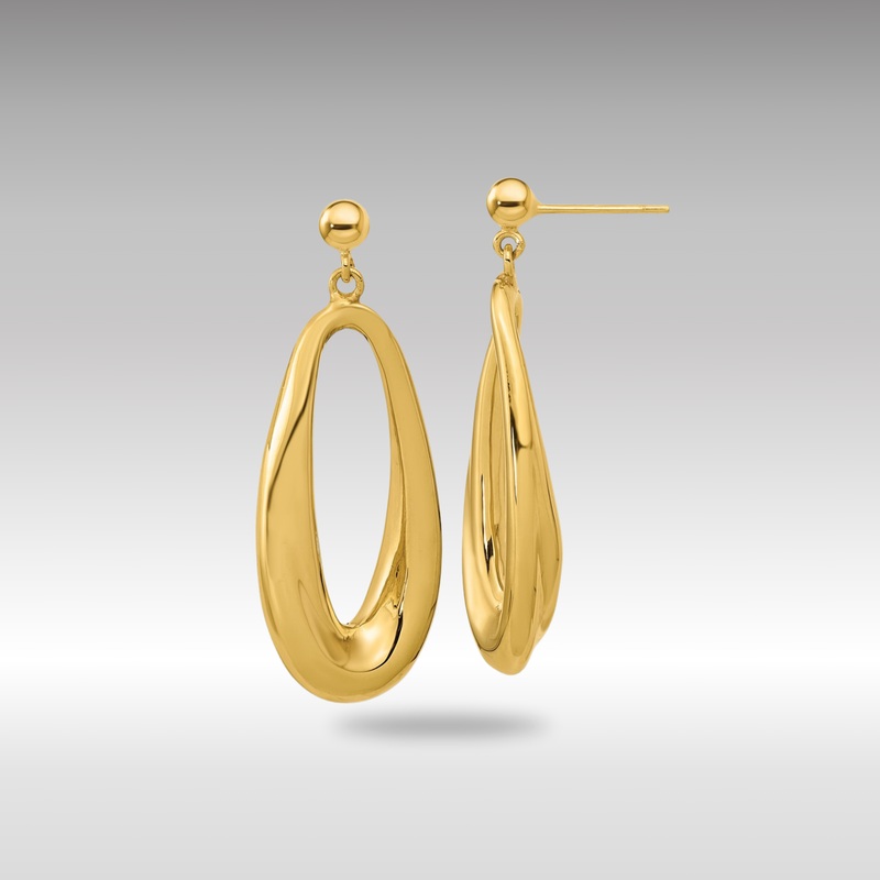 Polished Hollow Oval Hollow Post Dangle Earrings – Model TF2165