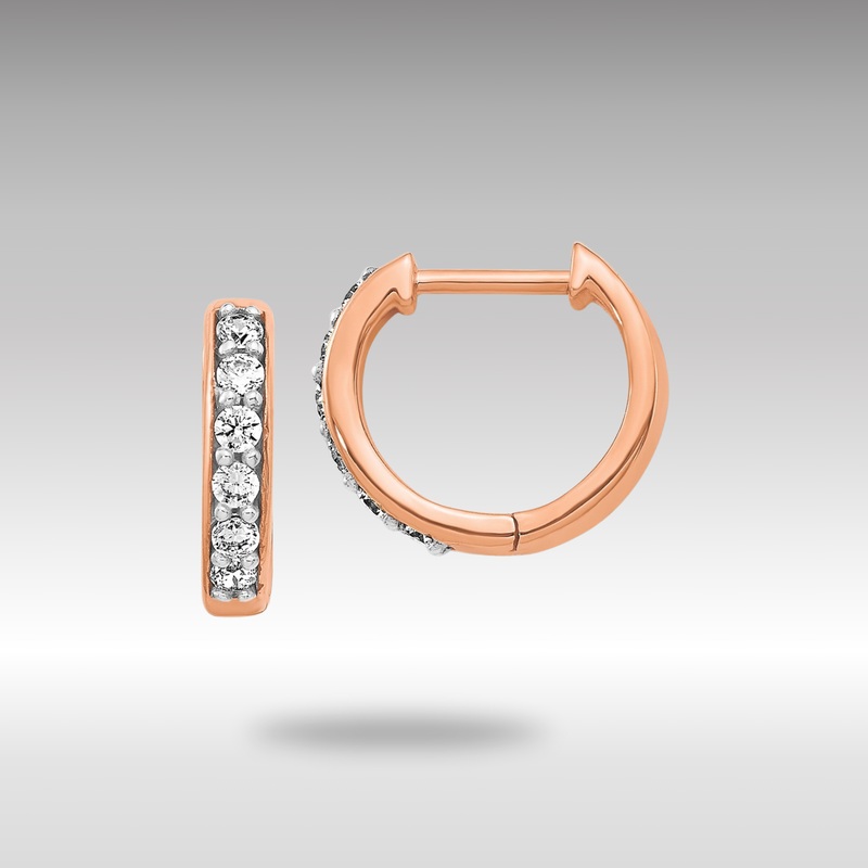 Rose Gold Diamond Hinged Hoop Earrings – Model EM4263-025-RA