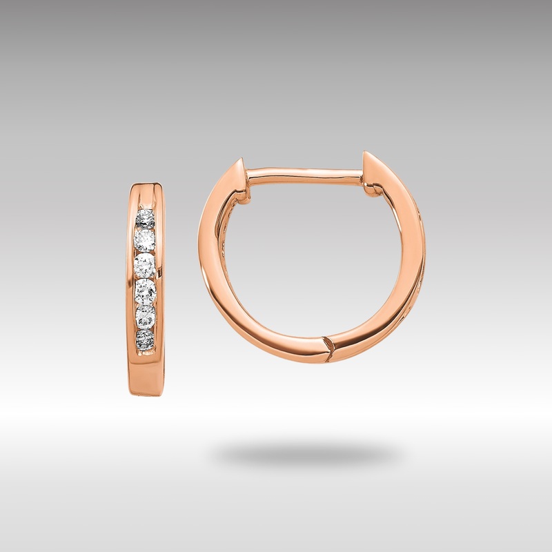 Rose Gold Polished Diamond Hinged Hoop Earrings – Model EM5349-013-RA