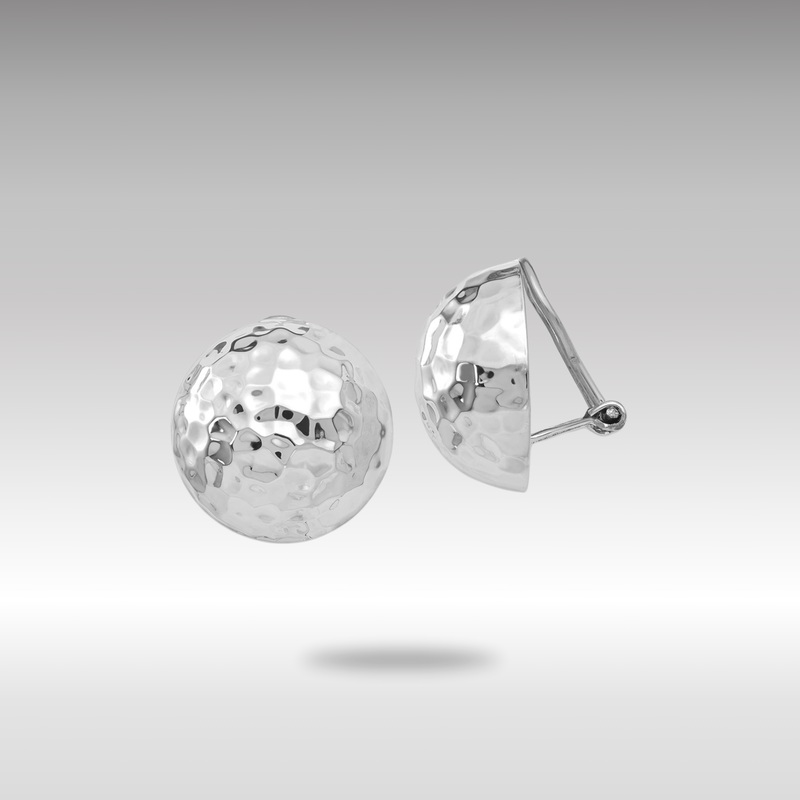 White Gold 18mm Hammered Non-pierced Earrings – Model H893