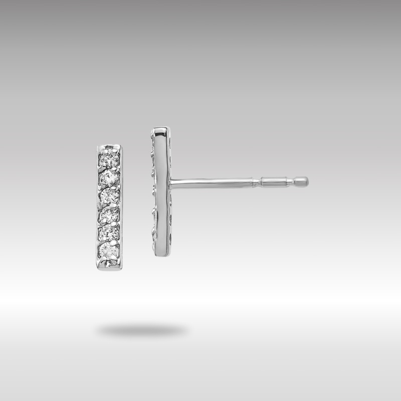 White Gold Diamond Bar Earrings Model-XE3075WA