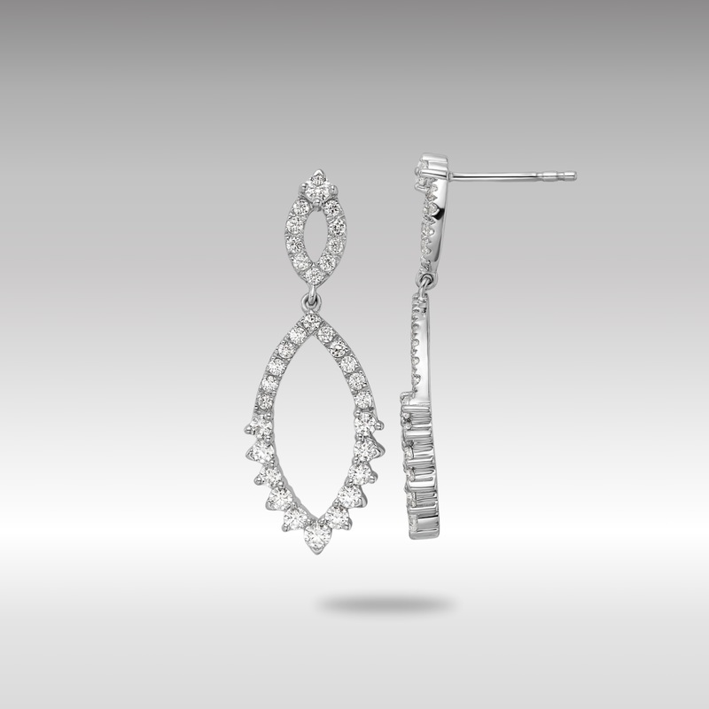 White Gold Lab Grown Diamond VS/SI FGH Teardrop Post Dangle Earrings – Model EM9111-084-WLG