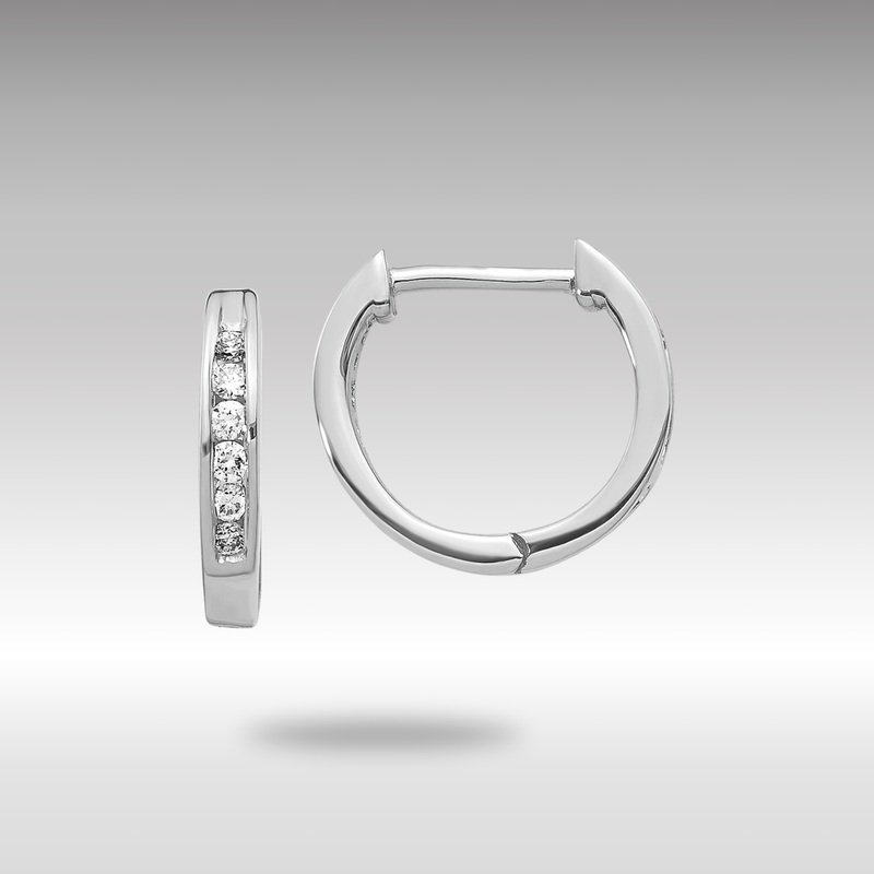 White Gold Polished Diamond Hinged Hoop Earrings – Model EM5349-013-WA
