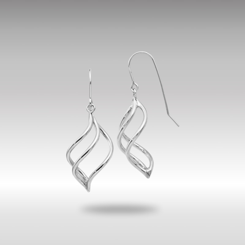 White Gold Swirl Dangle Earrings Model-Z1155