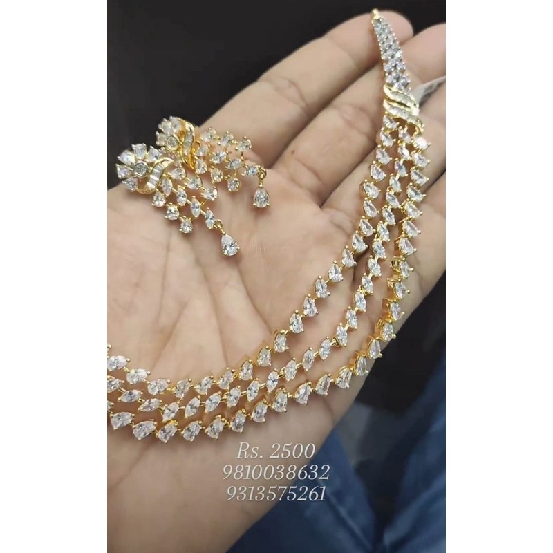 Zircon Necklace In Clear Colour And Two Tone Plating By  NKWA0220