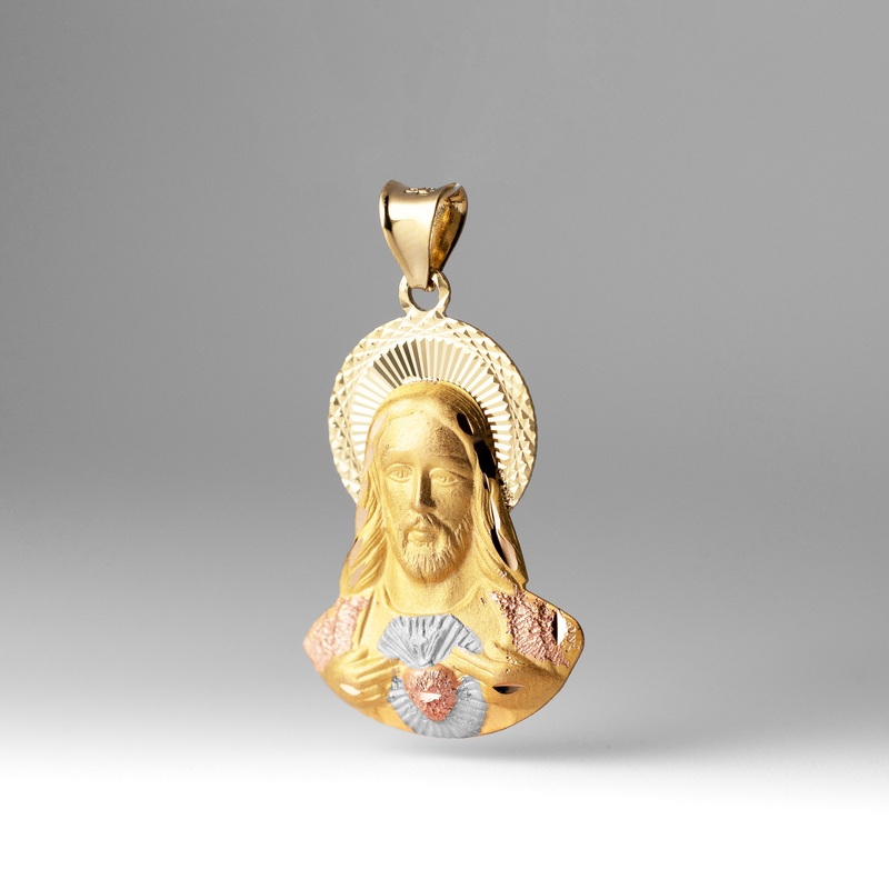 Gold 3 Colors Large Jesus Stamp Religious Pendant – Model 320