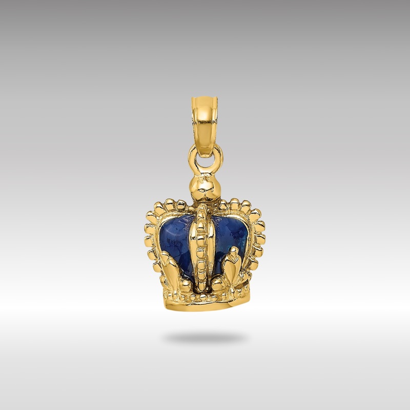 Gold 3-D with Blue Enamel  Crown Charm – Model K6943