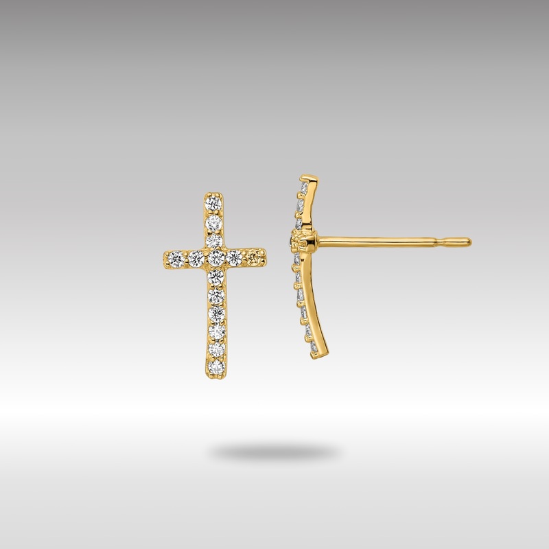 Gold CZ Cross Post Earrings – Model YE2121