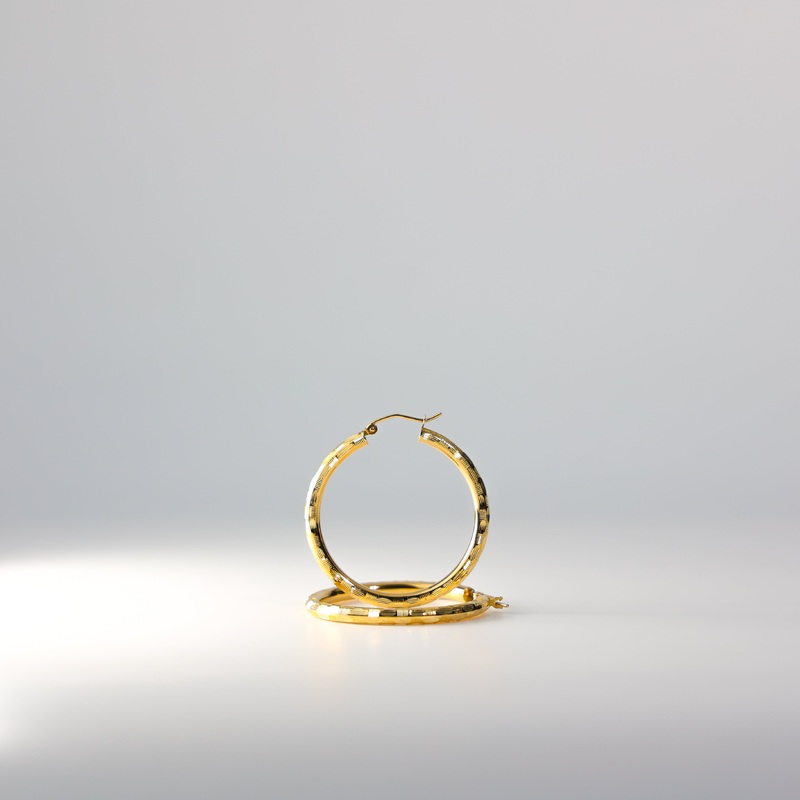 Gold Diamond Cut Hoop Earrings 30 MM Wide – Model 1014