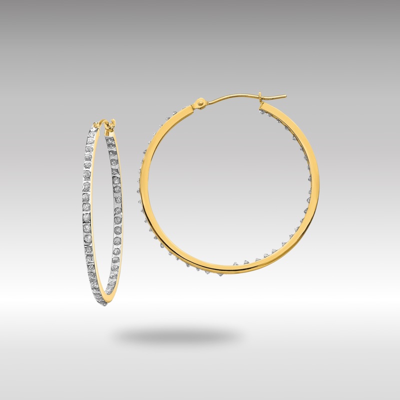 Gold Diamond Fascination Round Hinged Hoop Earrings – Model DF256