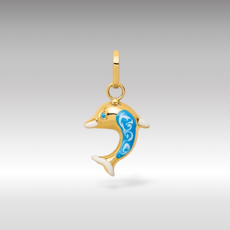 Gold Enameled Tiny Dolphin Charm