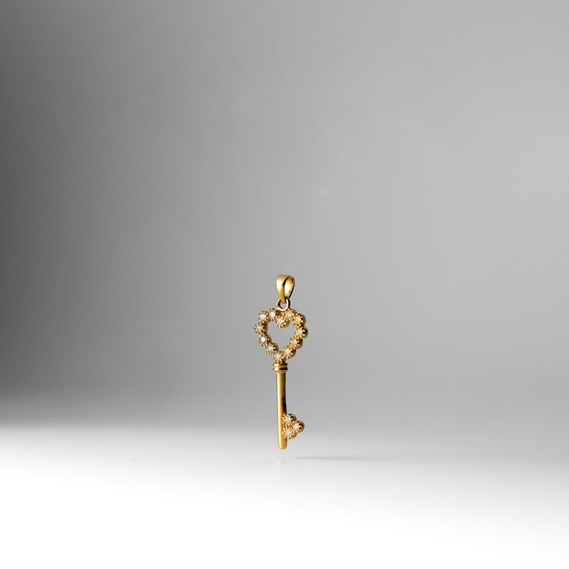 Gold Heart Key Pendant With Cubic Zirconia – Model 1723