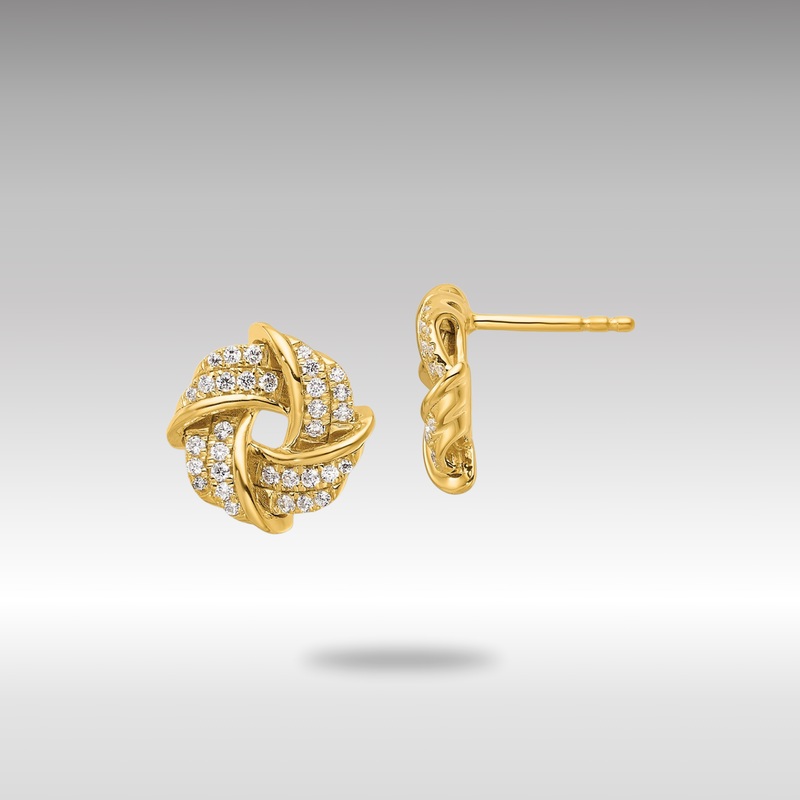 Gold Lab Grown Diamond VS/SI FGH Love Knot Post Earrings – Model EM9973-031-YLG