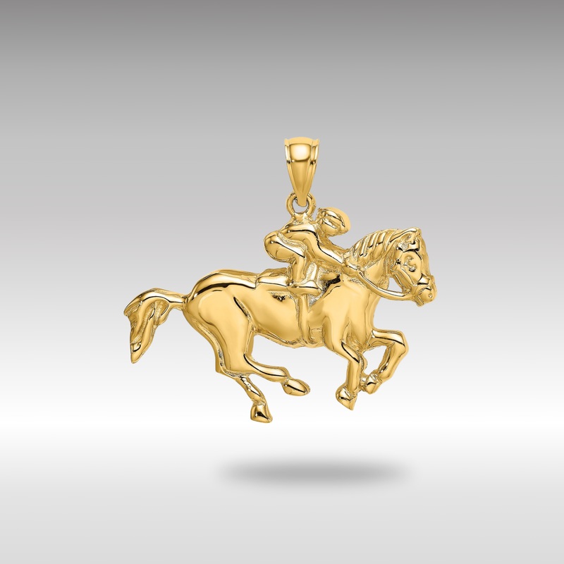 Gold Large Jockey on Horse Pendant – Model K6541