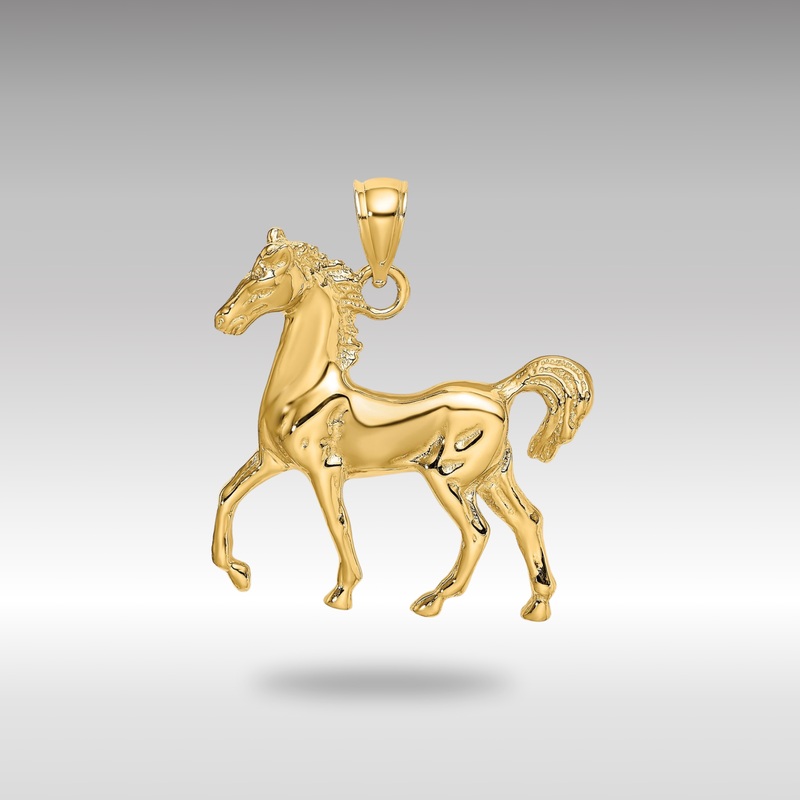 Gold Large Standing Horse Pendant – Model K6508