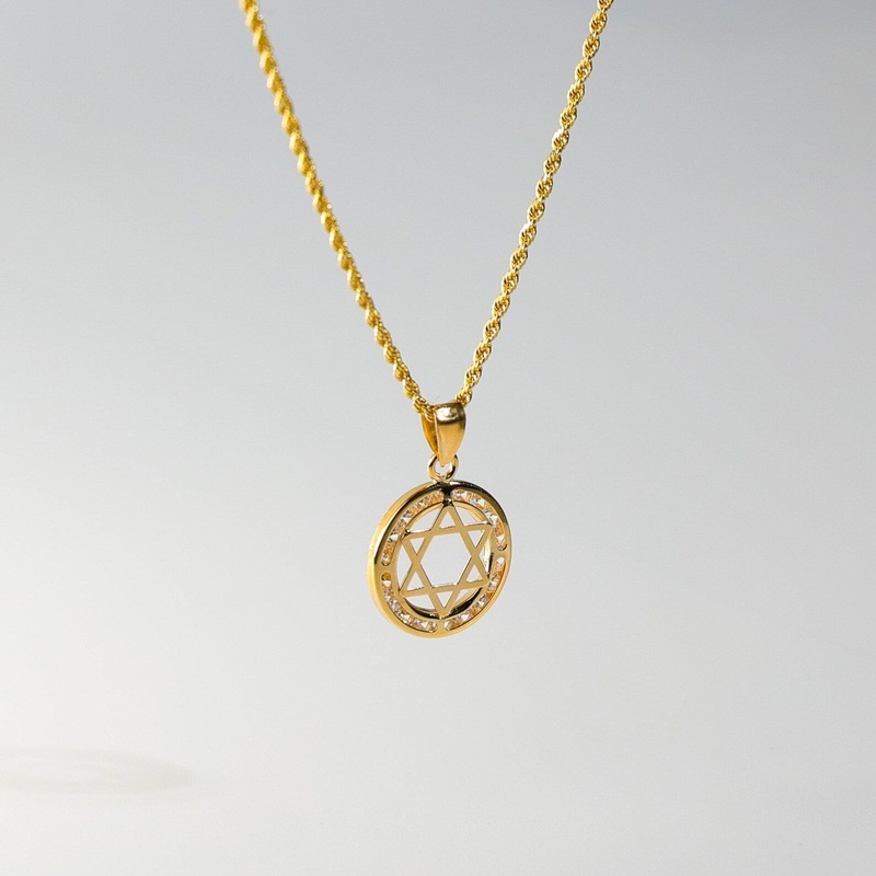 Gold Medium CZ Star of David Pendant – Model 2237