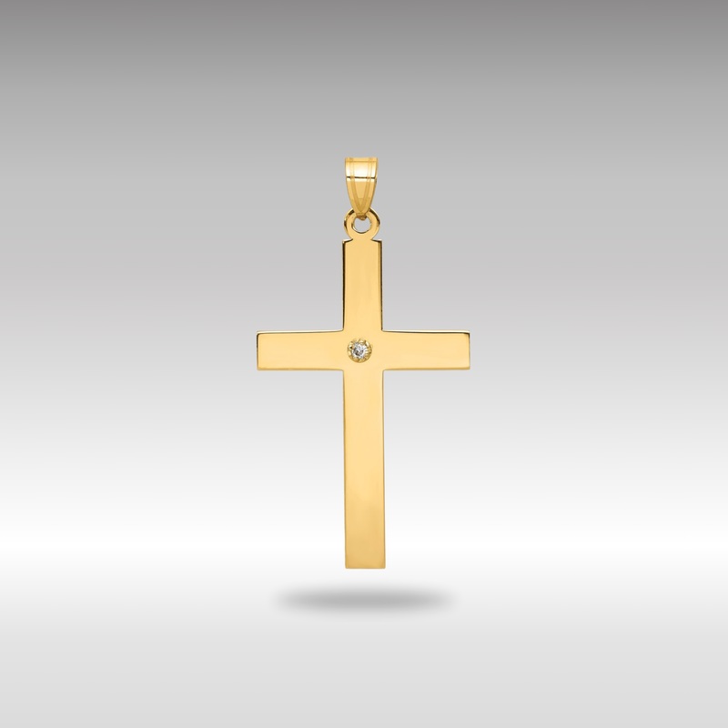 Gold Polished 0.03ct. Diamond Extra Large Plain Cross Pendant – Model XR780