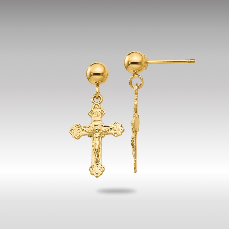 Gold Polished Crucifix Post Earrings – Model REL179