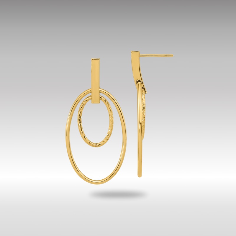 Gold Polished Diamond Cut Post Dangle Earrings – Model TF1980