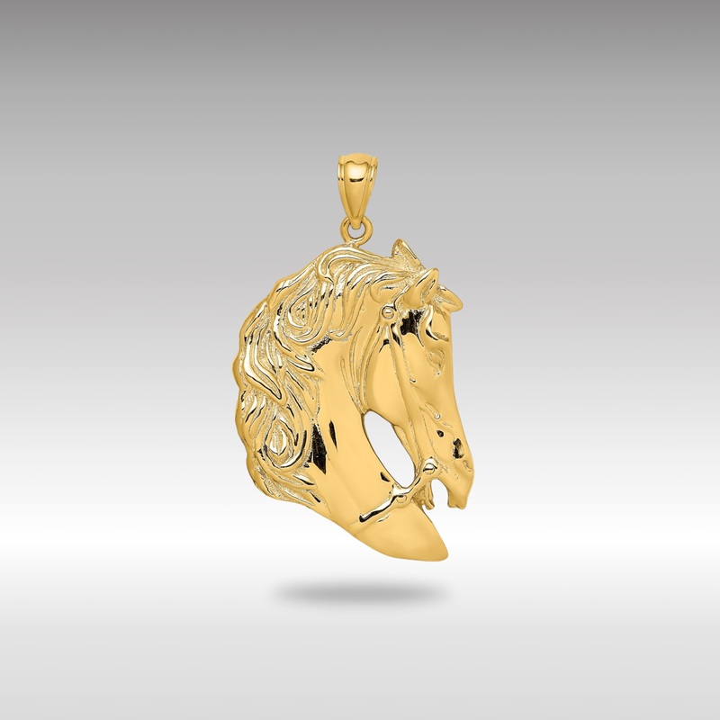 Gold Polished Large Horse Head with Long Mane Charm – Model K6531