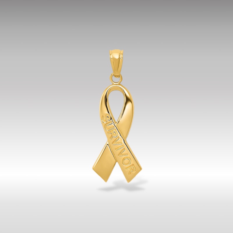 Gold Polished ‘SURVIVOR’ Ribbon Pendant