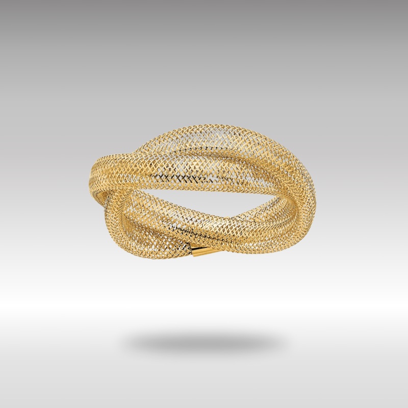 Gold Twisted Woven Mesh Stretch Ring Model-SF2821