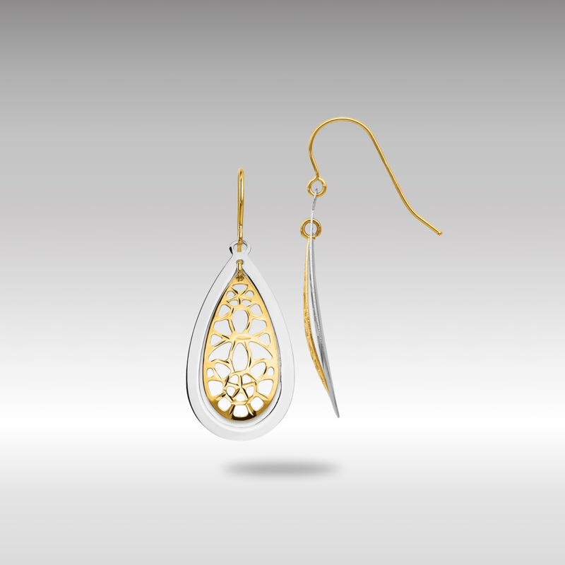 Gold Two-tone Diamond Cut Polished Fancy Dangle Earrings – Model TL895