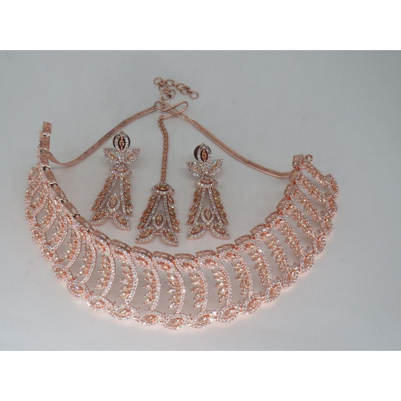 Jewelshingar Jewellery Fine Antique Polki Kundan RoseGold Plated L.c.d Colour Necklace For Women ( 62500NAD )