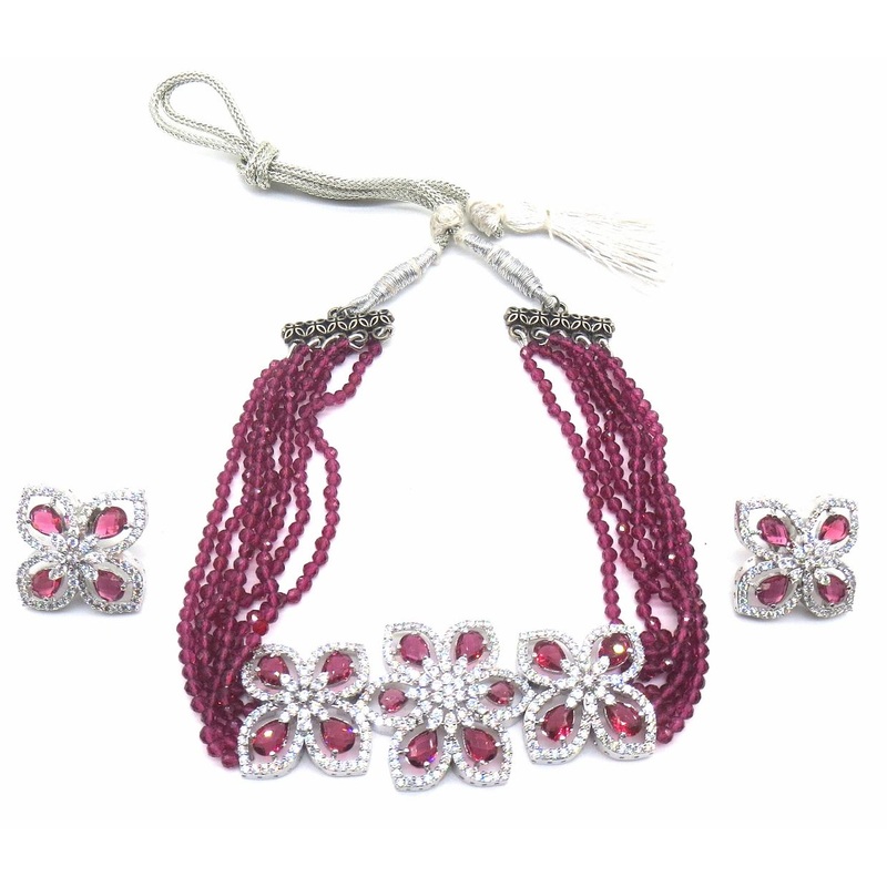 Jewelshingar Jewellery Ruby Colour Necklace For Women ( 55580NAD )