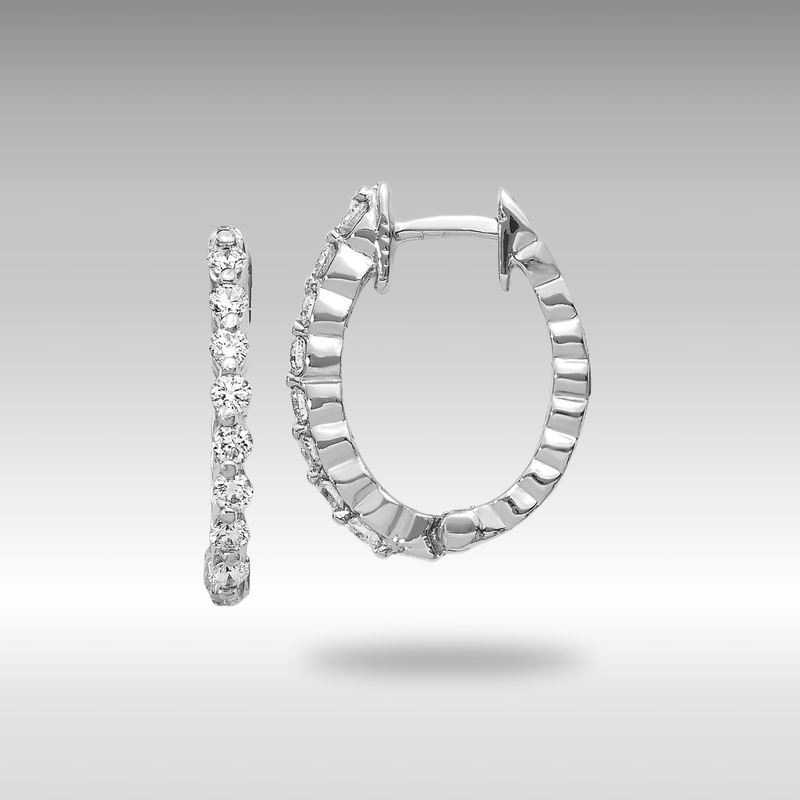 White Gold AA Diamond Hinged Hoop Earrings – Model EM5408-025-WA
