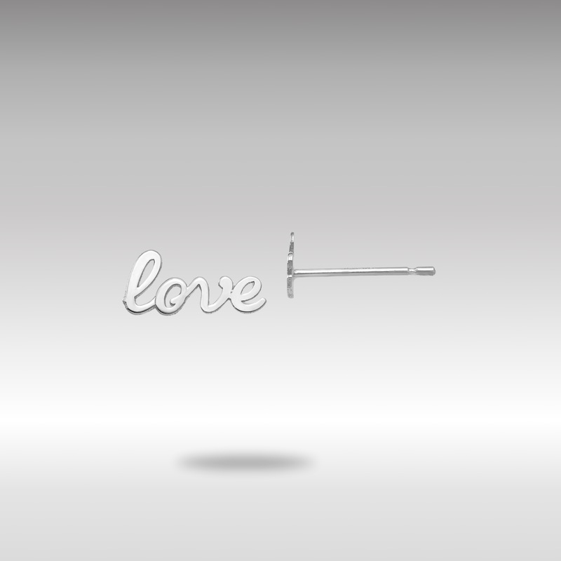 White Gold Polished Love Post Earrings – Model H1082