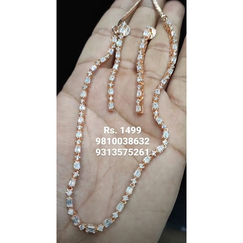 Zircon Necklace In Clear Colour And Rose Gold Plating By  NKWA0164